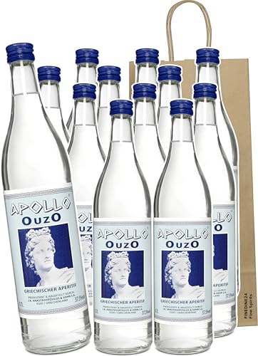 Ouzo aus Griechenland, Griechischer Ouzo - Apollo Schnaps 12x 700ml + Geschenktasche von Generic