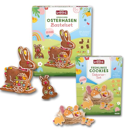 Lambertz DIY Bastelset Osterhasen Lebkuchen 770g & Mürbeteig Cookies 560g =zusammen 1330g von Generic