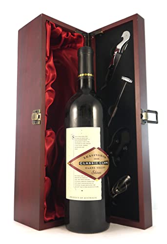 Leasingham Wines Classic Clare Shiraz 1995 Clare Valley (Red wine) in einer mit Seide ausgestatetten Geschenkbox, da zu 4 Weinaccessoires, 1 x 750ml von Generic