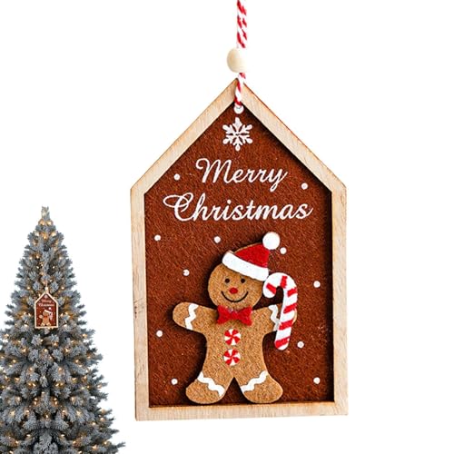 Lebkuchenhaus-Anhänger, Lebkuchenhaus-Ornament - Weihnachtsbaumschmuck in Hausform - Lebkuchenhaus-Anhänger-Charm, 2D-Weihnachts-Lebkuchenmann-Ornamente für Zuhause von Generic