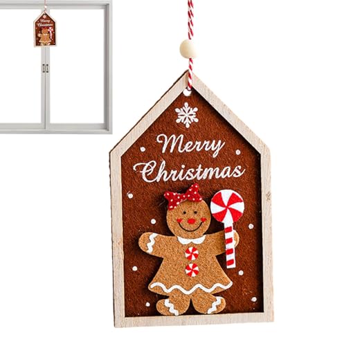 Lebkuchenhaus-Anhänger – Weihnachts-Lebkuchenmann aus, Filz, Weihnachtsbaumschmuck, Zubehör, Anhänger | 2D-Weihnachtsbaumschmuck, hausförmiger Weihnachtsbaumschmuck für von Generic