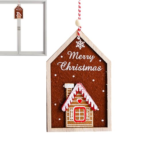 Lebkuchenhaus-Ornament,Lebkuchen-Weihnachtsdekorationen - Weihnachtsbaum Deko Anhänger - Festlicher Lebkuchenhaus-Anhänger-Charm, kreative 2D-Weihnachts-Lebkuchenmann-Ornamente für Zuhause von Generic