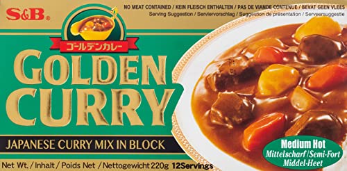 Mittelscharf - Golden Curry - Mittelscharfe Currysauce - Perfekt für Ihre asiatischen Gerichte - Kompatibel mit SandB - 220g von Generic