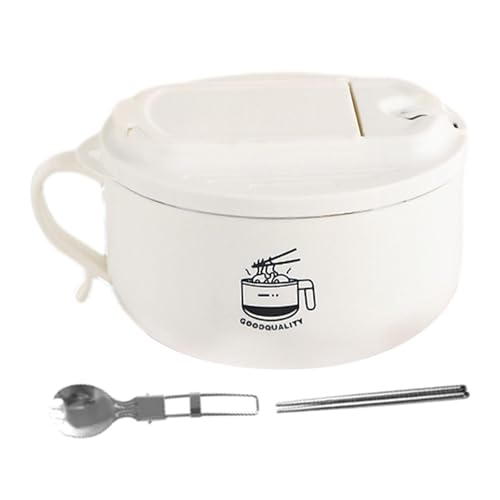 Porzellan-Dessertschalen – Müslischale, 1000 ml Schüssel-Set | Servierschüsseln mit Keramikinnenseite und spülmaschinenfest, bunte kleine Schüsseln für Eis oder Suppe, 304-Inneneinsatz, PP-Schale, 14, von Generic