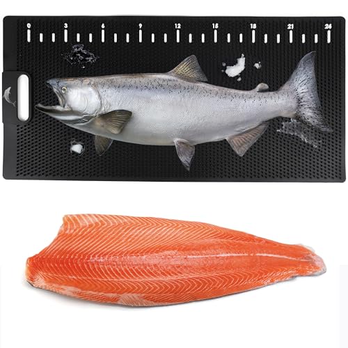 Rutschfeste Fischfiletmatte mit Fischmessaufkleber und Edelstahl-Fischentschupper – tragbar, langlebiges Fischreinigungs- und Schneidebrett, einfacher Griff zum Filetieren, spülmaschinenfest, groß von Generic