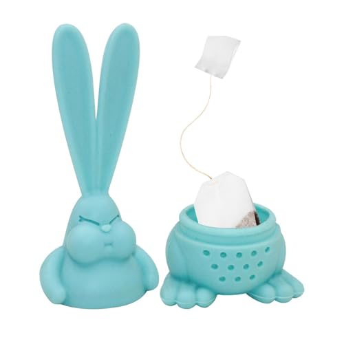 SilikonKaninchenTee-Ei - Angry Rabbit Tea Steeper mit 2 großen Ohren | Hitzebeständiges SilikonTeeEi, TeeEi für losen Tee für eine Tasse oder eine Tasse, Ostergeschenk für Männer von Generic