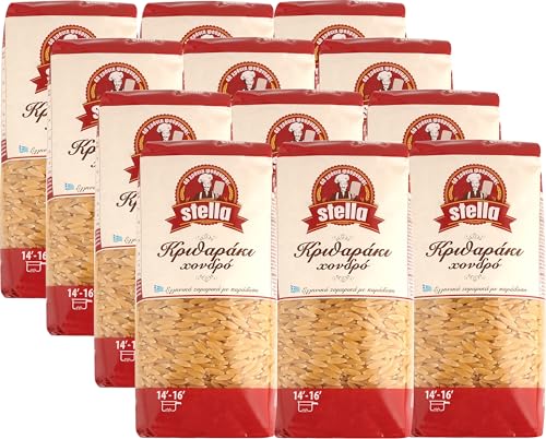 Stella Kritharaki Nudeln (Orzo) - griechische Reisnudeln, 12x 500g + feines Kalas Salz 250g von Generic