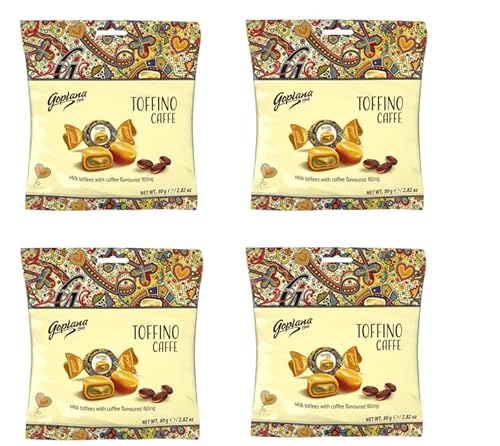 Toffino Milchtoffees mit Kaffeefüllung | Karamell Toffee-Bonbon | Süßigkeiten Candy 80g x 4 von Generic