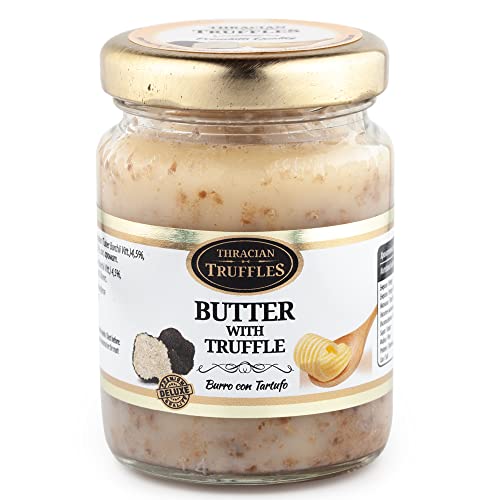 Trüffelbutter, Butter mit weißer Trüffelknolle Borchii Vitt, Burro con Tartufo, intensiver Geschmack und Geschmack, geeignet für weiße Trüffelrisotto, Vorspeisen, Nudelgerichte, Fleisch, Toast 80 g von Generic