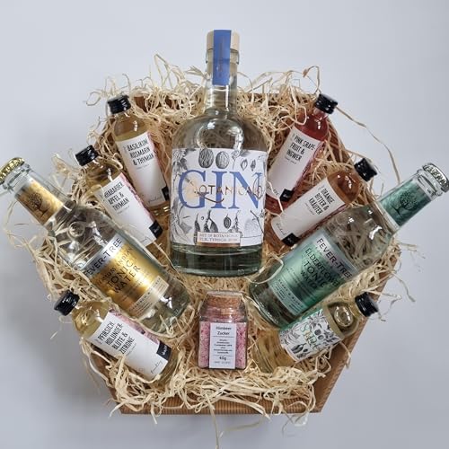 Wunschwerk - GIN Geschenkset 10 teilig für Gin Liebhaber mit Wajos Botanical Gin, 6 x Wajos Tonic Sirup und 2 x Fever Tree Tonic Water von Generic