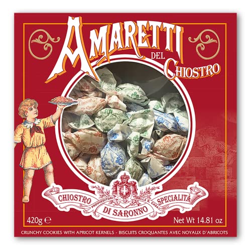 Chiostro di Saronno® | Amaretti del Chiostro® | Klassische knusprige Amaretti - 420 Gr | Gebäckschachteln | Knusprige Amaretti-Packung von Generico