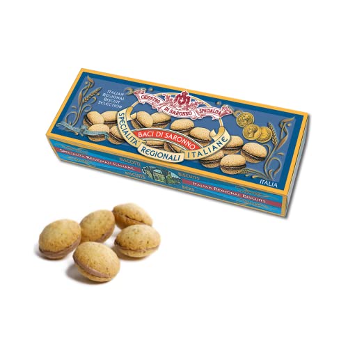 Chiostro di Saronno® | Amaretti del Chiostro® | Küsse von Saronno - 90 Gr | Gebäckschachteln | Baci di Dama Softbox mit Schokolade von Generico