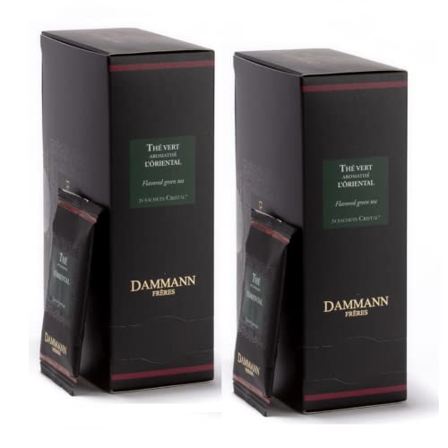 Dammann Frères® | Orientalischer grüner Tee, Pfirsich und Walderdbeeren | Grüner Tee mit Passionsfruchtgeschmack – 2 x 24 Teebeutel (96 g) | Teebeutelpackungen | Aromatisierter grüner Tee von Generico