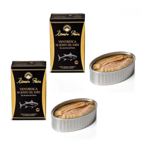 Fischkonserven und Meeresfrüchte | Ramòn Peña® Weißer Thunfisch in Olivenöl | Thunfischkonserven Angebote | Handwerkliche Fischkonserven - 2 Dosen x 112 Gr | Dose Thunfisch Ventresca von Generico