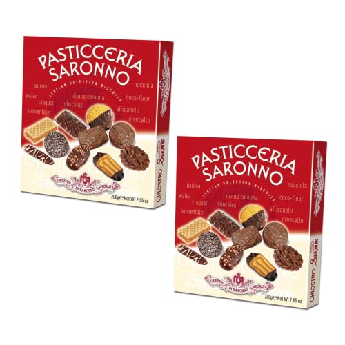 Chiostro di Saronno® | Amaretti del Chiostro® | Sortiertes gemischtes Gebäck - 2 Schachteln x 200 Gr | Gebäckschachteln | Sortiment von Keksen mit Schokolade von Generico