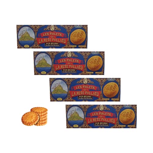 La Mere Poulard® | Reine Butter- und Karamellkekse | Butter-Karamell-Kekse | Traditionelle Butterkekse - 4 Schachteln x 125 Gr von Generico