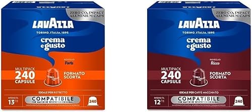 Lavazza, Crema e Gusto Forte, 240 Aluminium-Kapseln, kompatibel mit Nespresso-Maschinen, Original & Creme und reichen Geschmack, 240 Aluminium-Kapseln, kompatibel mit Nespresso-Maschinen Original von Generico