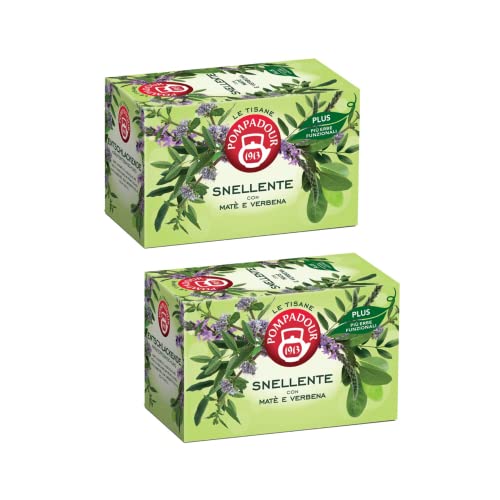 Pompadour 1913 | Slimming Plus Kräutertee mit aromatischen Kräutern | Infusion von Mate und Verbena - 2 x 18 Teebeutel (79,2 Gr) | Mate- und Verbena-Infusionen von Generico