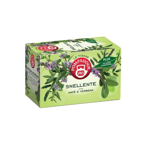 Pompadour 1913 | Slimming Herbal Tea Plus Aromatische Kräuterbasis mit Mate und Verbena - 18 Teebeutel (39,6 Gr) | Mate Snellente und Eisenkraut von Generico