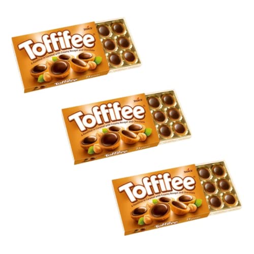 Storch | Toffifee Karamellüberzogene Vollhaselnusspralinen mit Haselnusscreme und Schokolade | Haselnüsse mit Schokoladenüberzug 3 Packungen x 125 Gr von Generico