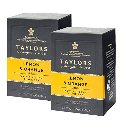 Taylors von Harrogate | Schwarzer Tee Orange und Zitrone - 40 Teebeutel (80 Gr) | Schwarzer Tee Zitrusfrüchte | Zitronen-Schwarztee in Sachets von Taylors