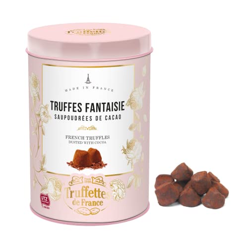 Truffettes de France Runde Metalldose traditionelle Trüffel | Trüffel Geschenktube Romantic Edition | Fantasietrüffel mit Kakao - 500 Gr von Generico