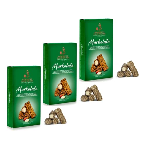 Tsoungari | Mit Erdnusscreme gefüllte Waffeln mit Schokoladenüberzug | Süße Cannoli Erdnüsse & Schokolade - 3 x 170 Gr | 3 Keksdosen als Geschenk von Generico