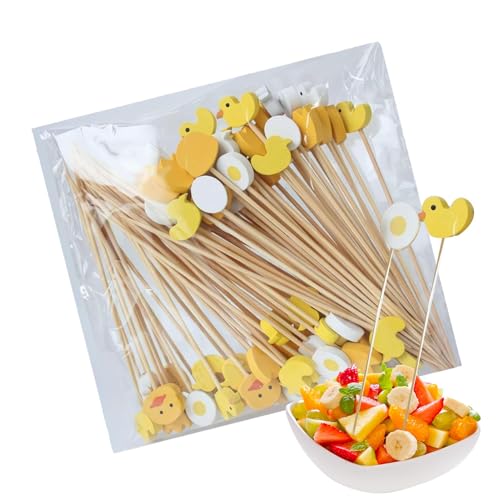 100 Stück Cocktail Picks, Osterhase Karotten Cocktail Picks, lange Fruchtstäbchen Lebensmittel Zahnstocher, Sandwich Appetizer Charcuterie Spieße, hölzerne Party Lebensmittel Zahnstocher von Generisch