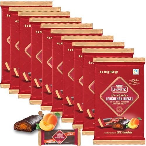 10x Lambertz Lebkuchen Riegel Zartbitter 4x40g (160g) | 1600g von Generisch