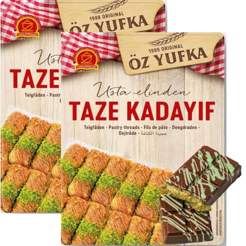 2 PACK X OZYUFKA Frisch Teigfäden Engelshaar Kataifi Kadayıf Shredded Fillo Teig Engelshaar Gebäck Kadaifi Fäden Taze Kadayif für Dubai-Schokolade 400 gr von Generisch