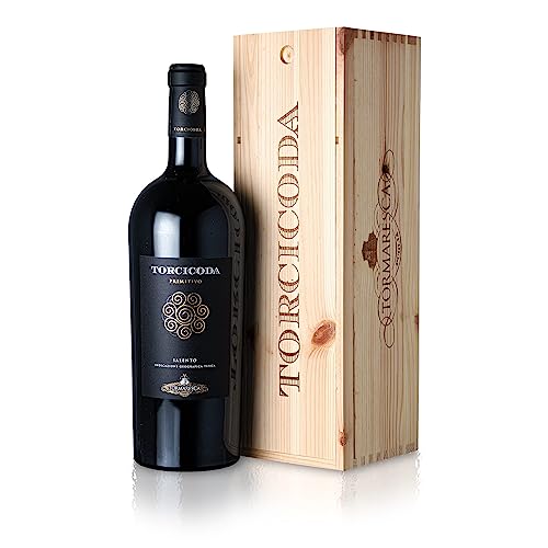 2021 Torcicoda Primitivo Magnum 1,5L in Holzkiste Salento Apulien Italien Rotwein trocken von Generisch