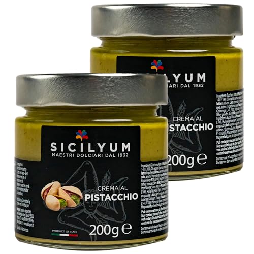 2er Set Premium Pistaziencreme aus Italien/Sizilien mit 30% Pistazien im 200 g Glas Pistazienaufstrich - Pistazien-Aufstrich als Brotaufstrich, zu Desserts oder zum Verfeinern und für Dubai Schokolade von Generisch