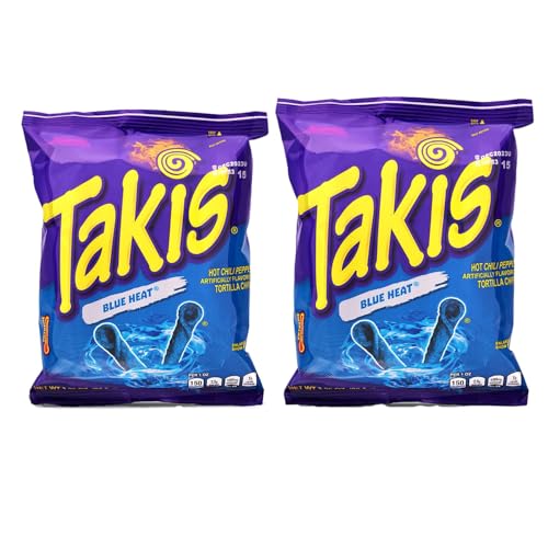 2x Taki Blue Heat je 92,3g – Blaue Tortilla Chips, pikant-scharf & säuerlich – Hot Chili Pepper Geschmack – Knabberspaß für die ganze Familie!" von Generisch