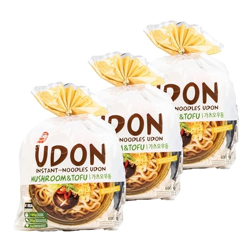 3er Pack Original asiatische Udon Instant-Nudeln "Tofu und Pilze" - Asia Noodles für Miso-Suppe - Instantnudeln würzig, aromatisch typisch asiatisch von Generisch