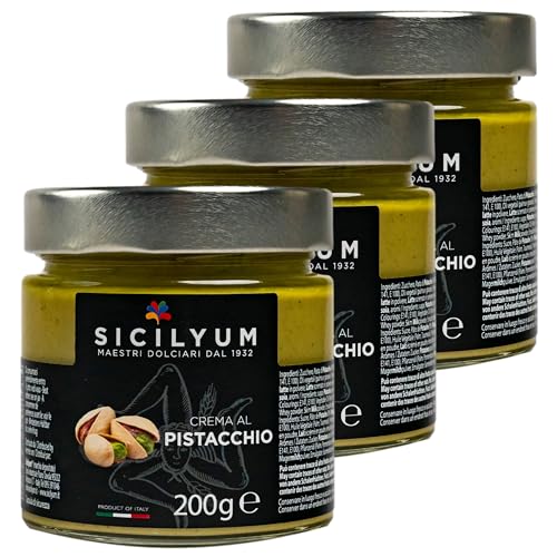 3er Set Premium Pistaziencreme aus Italien/Sizilien mit 30% Pistazien im 200 g Glas Pistazienaufstrich - Pistazien-Aufstrich als Brotaufstrich, zu Desserts oder zum Verfeinern und für Dubai Schokolade von Generisch