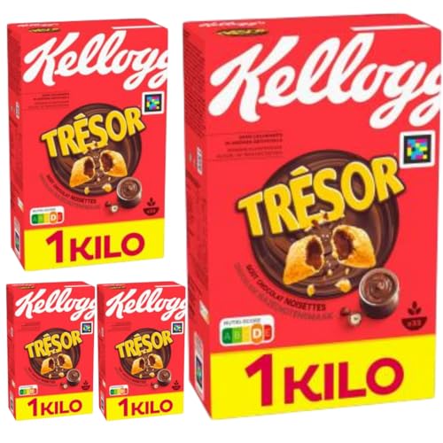 4 PACKS X Milk Choco Cerealien Muesli Cornflakes Choco Nut Flavour Choco Frühstückscerealien mit schmelzender Creme-Füllung mit Schokoladen-Haselnuss-Geschmack Crazy Tasty 1000 gramm von Generisch