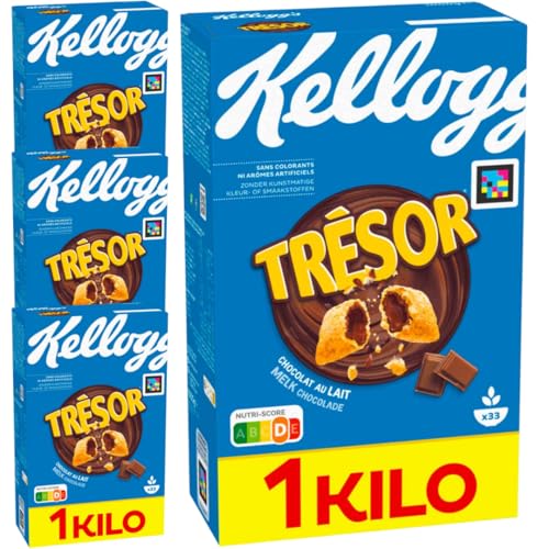 4 PACKS X Milk Choco Cerealien Muesli Cornflakes Milk Choco Frühstückscerealien mit schmelzender Creme-Füllung mit Milchschokolade Crazy Tasty 1000 gramm von Generisch