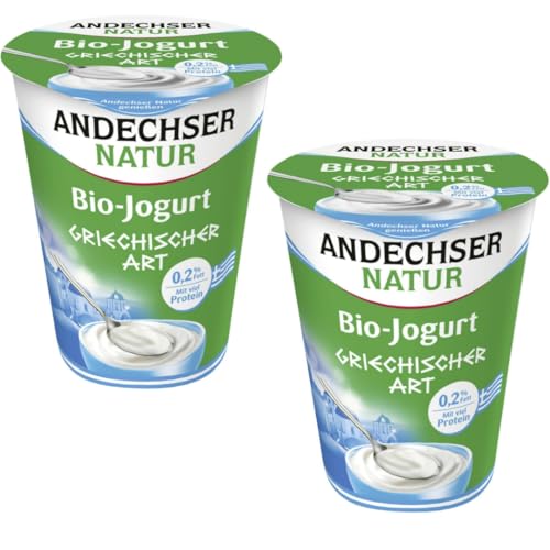 Andechser Joghurt Natur Joghurt griechischer Art 0,2% Fett Joghurt griechischer Art aus entrahmter Milch 0,2% Fett. 400 Gramm x 2 Stück [Frischegarantie] von Generisch