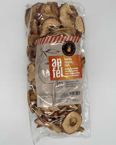 Lafiya Food Getrocknete Apfelchips - Reine, ungeschwefelte Äpfel ohne Zucker-Zusatz, Zusatzstoffe oder Konservierungsmittel - Zum Naschen, Backen oder fürs Müsli – 250 g Wiederverschließbare Packung von Generisch