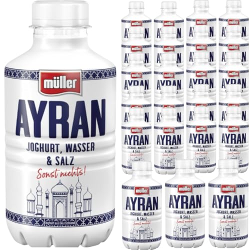 Ayran (Einweg) Joghurtgetränk Ayran Joghurt-Drink Nach Anatolischer Art, Sonderproduktionsgetränk Türkisches Erfrischungsgetränk aus Joghurt und Wasser 500 Mililiter, 24 Er (ink pfand) von Generisch