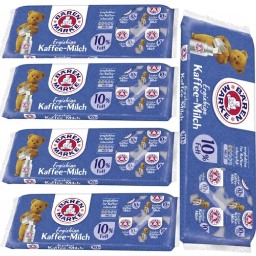 Bärenmarke Ergiebige Kaffee-Milch 10% Fett Portionspackungen 10 x 7,50 Gramm x 5 Packungen mit Pufai Grocery von Generisch