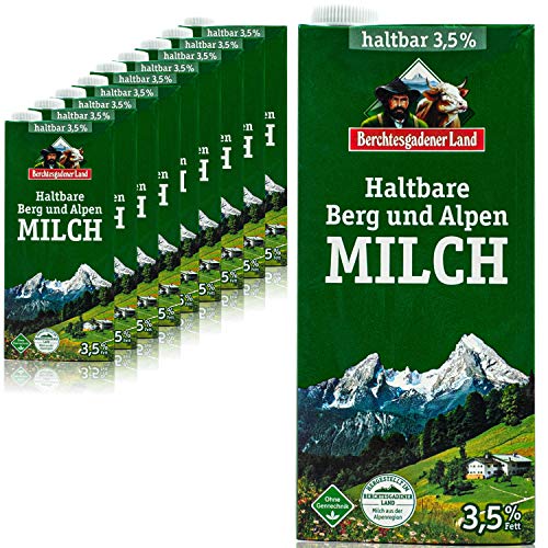 Berchtesgadener Land - 10 Stück H-Vollmilch 3,5% in 1 Liter Packung haltbare Milch von Höfen aus der Berg- und Alpenregion (Bergbauernmilch) von Generisch