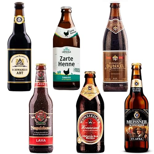 Bierpaket 6 verscheidene Biere aus Deutschland (0,5L 2 Dunkel- und 4 Schwarzbier Mehrweg inkl. Pfand) von Generisch