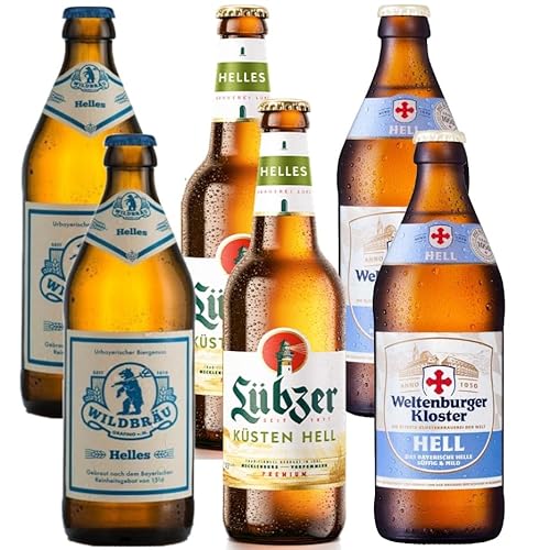 Bierset 3 verschiedene Biere aus Deutschland (0,5 Liter 2 Fl. Urfränkisches Landbier, 2 Fl. Wildbräu Helles, 2 Fl. Weltenburger Kloster Hell inkl. Mehrweg Pfand) von Generisch