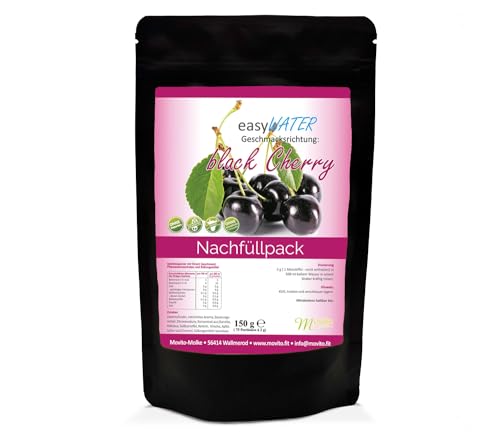 Black Cherry easyWater Getränkepulver│ Zuckerfreies Geschmackspulver für erfrischende Getränke │Nur 5 Kalorien auf 500ml Wasser│ohne Aspartam│Inhalt: 75 Portionen von Generisch