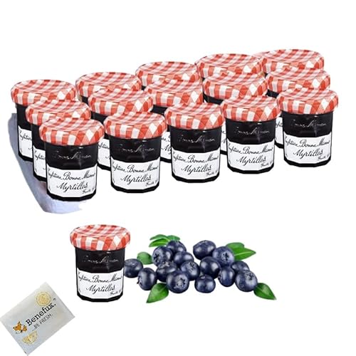 Bonne Maman Heidelbeere Konfitüre Mini-Gläser 15x 30g + Benefux. Erfrischungstuch von Generisch