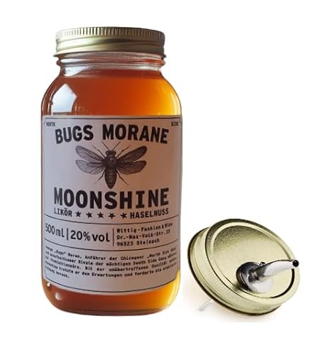 Bugs Morane Moonshine - North Side Nuts Likör - Handgemachter premium Schnaps nach alter Tradition - 20% Vol. Alkohol I incl. Ausgießer von Generisch