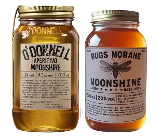 Bugs Morane & O`Donnell Moonshine I Gangs of Chicago - Edition I Premium Schnaps nach Amerikanischer Tradition | vegan | natürliche Zutaten | Geschenkidee (North Side Nuts/Aperitivo) von Generisch