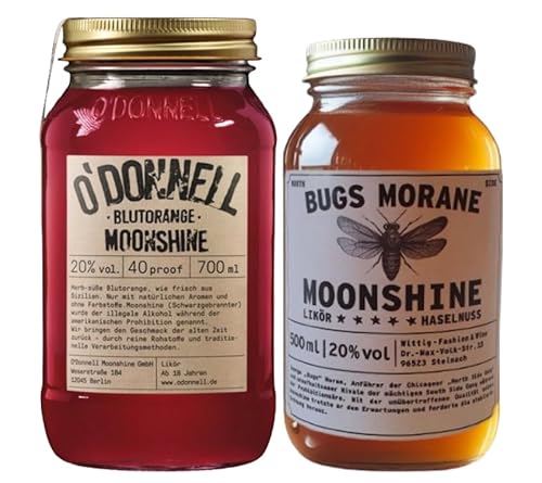 Bugs Morane & O`Donnell Moonshine I Gangs of Chicago - Edition I Premium Schnaps nach Amerikanischer Tradition | vegan | natürliche Zutaten | Geschenkidee (North Side Nuts/Blutorange) von Generisch