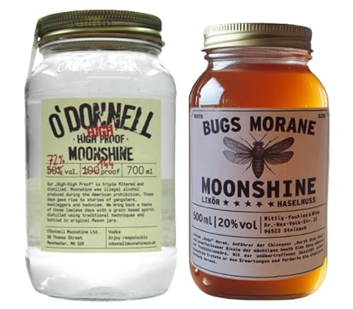 Bugs Morane & O`Donnell Moonshine I Gangs of Chicago - Edition I Premium Schnaps nach Amerikanischer Tradition | vegan | natürliche Zutaten | Geschenkidee (North Side Nuts/High High Proof) von Generisch